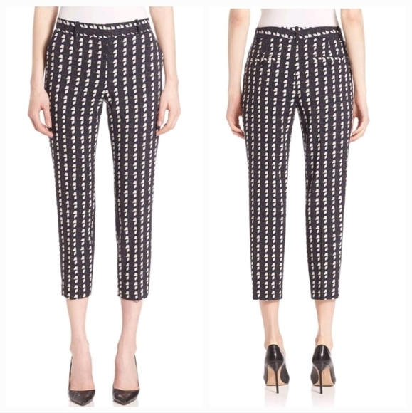Theory Treeca 2 Virgin Wool Geo Print Crop Pants - Picture 1 of 6